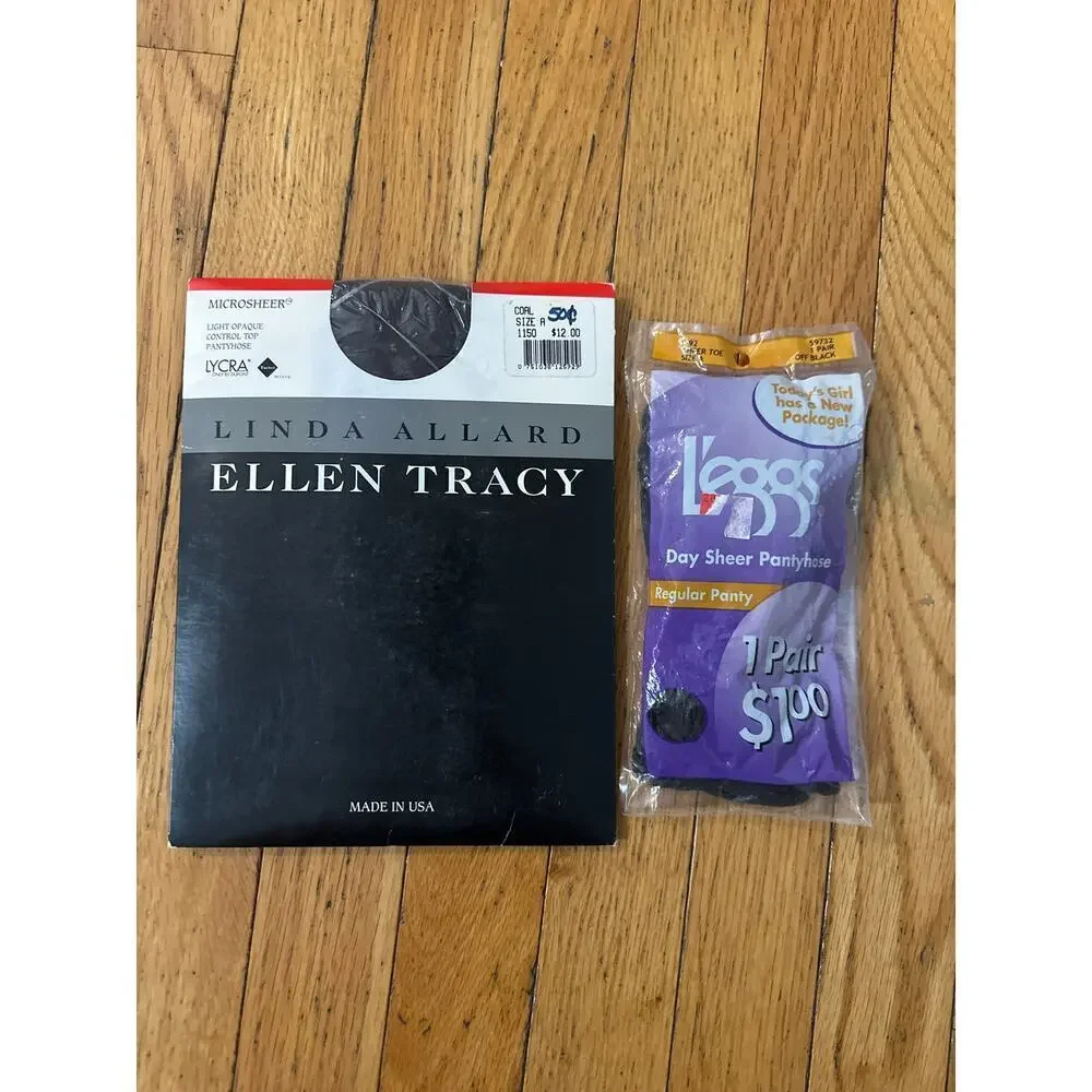NEW Vintage Black Pantyhose Leggs Ellen Tracy